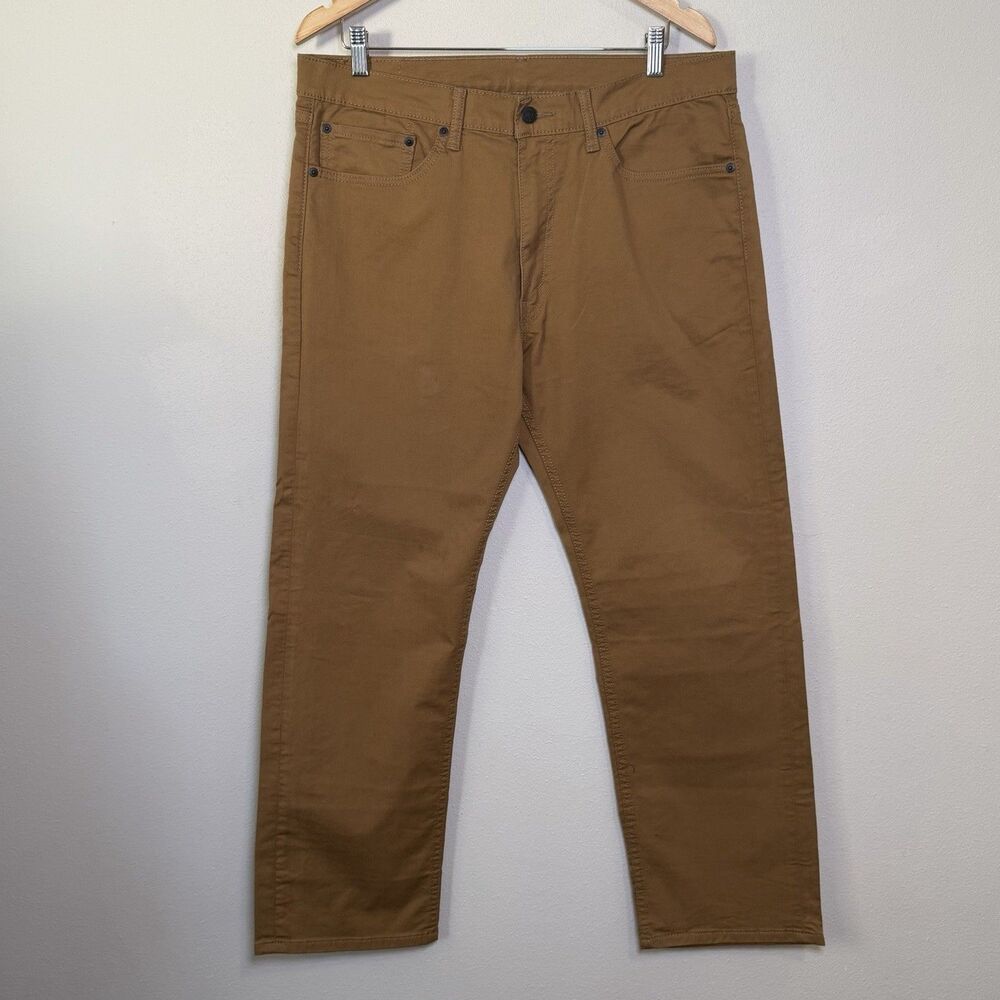 Levis Mens 36x29 Tan Brown 505 Regular Fit Canvas Pants Straight Leg